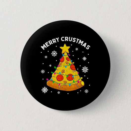 Frohe Krustmas-Pizza-Weihnachtsbaum-Weihnachtsgesc Button (Vorderseite)