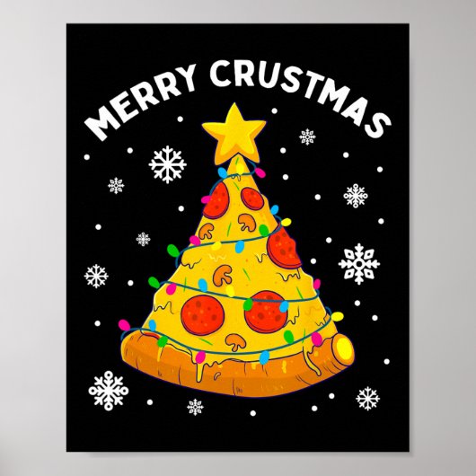 Frohe Krustmas-Pizza-Weihnachtsbaum-Weihnachtsgesc Poster (Vorne)