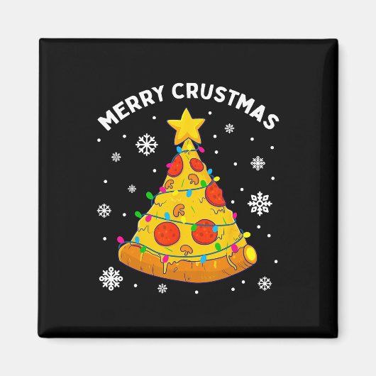 Frohe Krustmas Pizza Weihnachtsbaum Xmas Geschenke Magnet (Vorne)