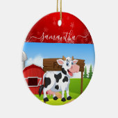 Frohe Kuh Weihnachtsfeier Keramik Ornament (Rechts)