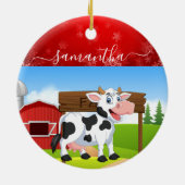 Frohe Kuh Weihnachtsfeier Keramik Ornament (Hinten)