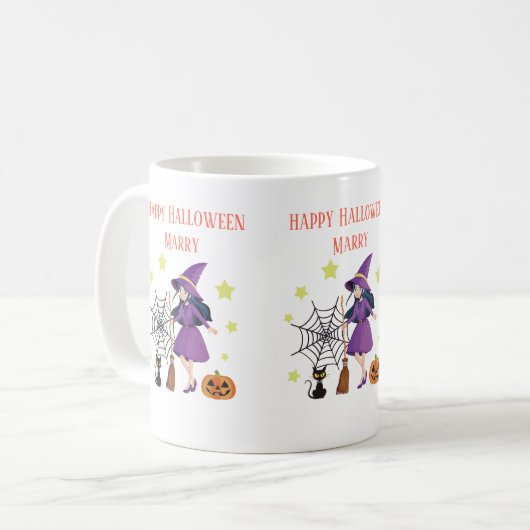 Frohe Kürbiskatze Halloween Kaffeetasse (Vorderseite Links)