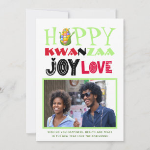 Frohe Kwanzaa-Fotogrußkarte Liebe Freude Frieden Feiertagskarte