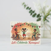 Frohe Kwanzaa Kinara Postkarte (Stehend Vorderseite)