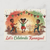 Frohe Kwanzaa Kinara Postkarte (Vorderseite)