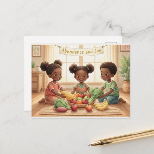 Frohe Kwanzaa Kinara Postkarte (Vorderseite/Rückseite Beispiel)