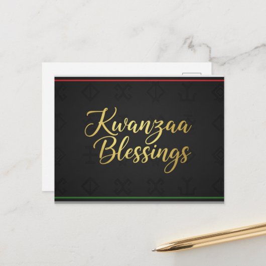 Frohe Kwanzaa Kinara Postkarte (Vorderseite/Rückseite Beispiel)