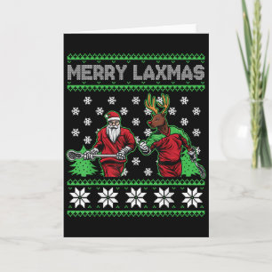 Frohe Laxmas Lustiges Weihnachten Lacrosse Spieler Karte