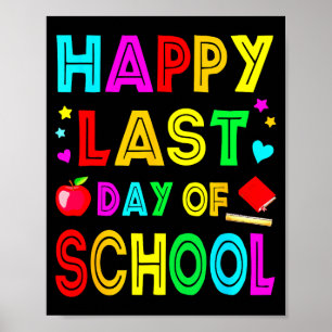 Frohe letzter Schultag Kinder Kind Lehrer Schüler Poster