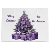 Frohe Lila Weihnachten Große Geschenktüte (Vorderseite)