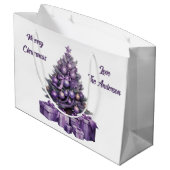 Frohe Lila Weihnachten Große Geschenktüte (Rückseite Schrägansicht)
