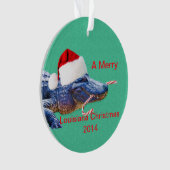 Frohe Louisiana-Weihnachten mit Alligator Ornament (Vorderseite)