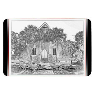 Frohe Lowcountry-Weihnachten Bluffton Kirchen Skiz Magnet