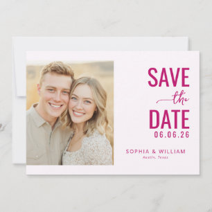 Frohe Magenta Moderne Foto Save The Date