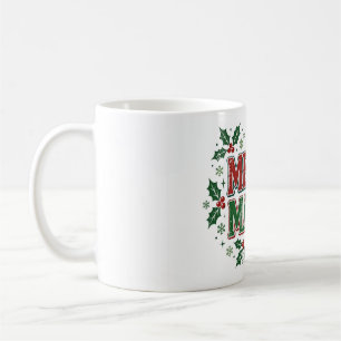 Frohe Mama Retro-Weihnachts-Stechpalmen-Design Kaffeetasse