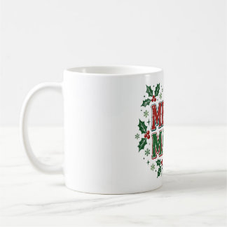 Frohe Mama Retro-Weihnachts-Stechpalmen-Design Kaffeetasse