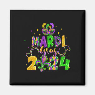 Frohe Mardi Gras Fat Tuesday Perlen Maske Narrenhu Magnet