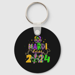 Frohe Mardi Gras Fat Tuesday Perlen Maske Narrenhu Schlüsselanhänger