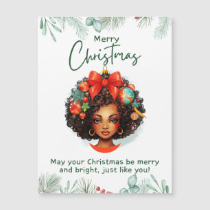 Frohe Melanin-Weihnachten schwarze Mädchen Magie Magnetkarte