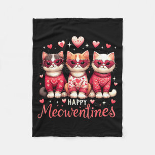 Frohe Meowentines Lustige Süße Valentinstag Katzen Fleecedecke