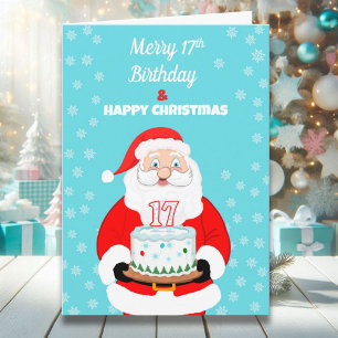 Frohe Merry 17. Geburtstagsweihnachten Santa Karte