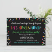Frohe Mingle und Jingle Christmas Lights Party Einladung (Stehend Vorderseite)