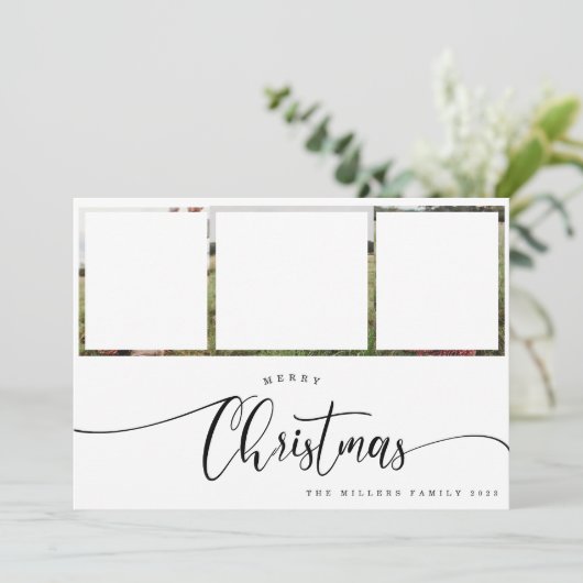 Frohe moderne Schwarze Kalligrafie Weihnachten 3 F (Stehend Vorderseite)