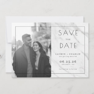 Frohe moderne Schwarzweiß-Foto-Grafik Save The Date