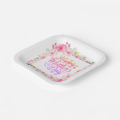 Frohe Muttertag Aquarell Rosa Floral Pappteller (Gewinkelt)