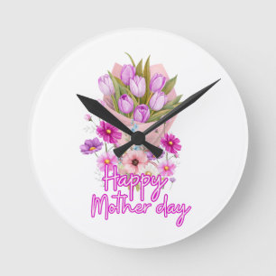 Frohe Muttertag Blumenstrauß Runde Wanduhr