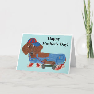 Frohe Muttertag Dachshund mit Zugspielzeug Feiertagskarte