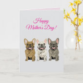 Frohe Muttertag! Französische Bulldoggen Karte (Gelbe Blume)