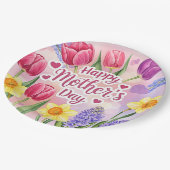 Frohe Muttertag, Frühlingsblumen, Pappteller (Schrägansicht)