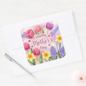 Frohe Muttertag, Frühlingsblumen, Quadratischer Aufkleber (Umschlag)