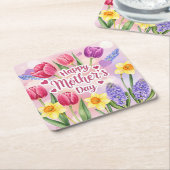 Frohe Muttertag, Frühlingsblumen, Rechteckiger Pappuntersetzer (angewinkelt)