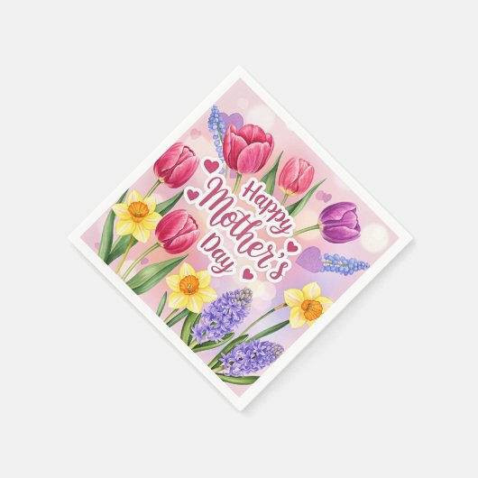Frohe Muttertag, Frühlingsblumen, Serviette (Ecke)