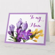 Frohe Muttertag gelbe violette Krokus Blumendesign