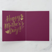 Frohe Muttertag Gold Schrift Herz Karte (Innenseite)