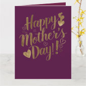 Frohe Muttertag Gold Schrift Herz Karte (Gelbe Blume)