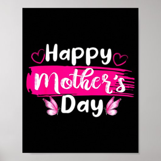 Frohe Muttertag Mama Liebe Mutter Herzen Schmetter Poster (Vorne)