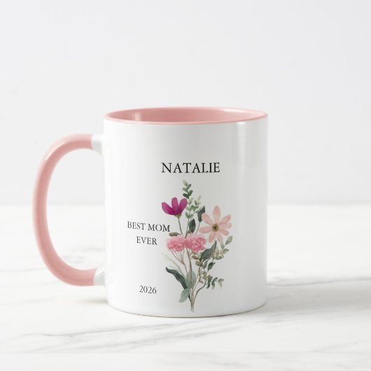 Frohe Muttertag Name, Jahr mit Foto Tasse (Links)