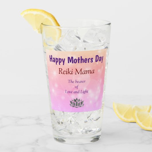 Frohe Muttertag Reiki Mama Design Glas (Vorderseite Ice)