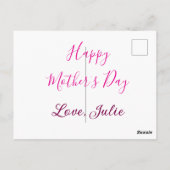 Frohe Muttertag rosa Kalligrafie Mutter Großmutter Postkarte (Rückseite)