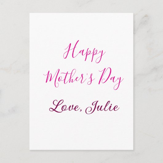 Frohe Muttertag rosa Kalligrafie Mutter Großmutter Postkarte (Vorderseite)