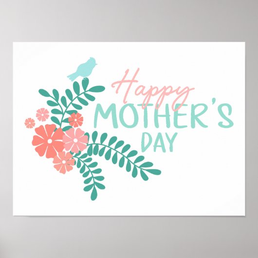 Frohe Muttertag süße florale Frühlingsvögel Poster (Vorne)