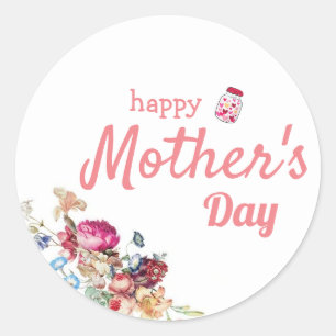 Frohe Muttertag, Typografie mit rosa floralen Cl Runder Aufkleber
