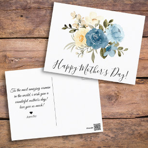 frohe Muttertag Wasserfarbe blaue florale chic Postkarte