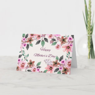 Frohe Muttertags-Aquarellblumen  Feiertagskarte