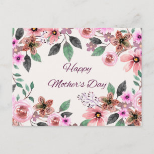 Frohe Muttertags-Aquarellblumen Feiertagspostkarte