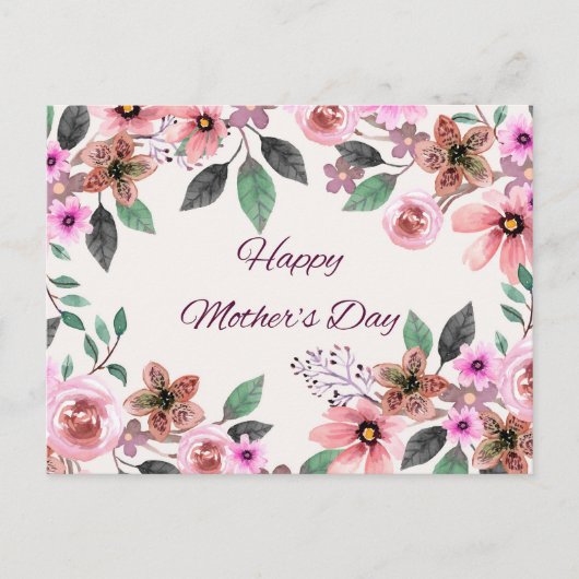 Frohe Muttertags-Aquarellblumen Feiertagspostkarte (Vorderseite)
